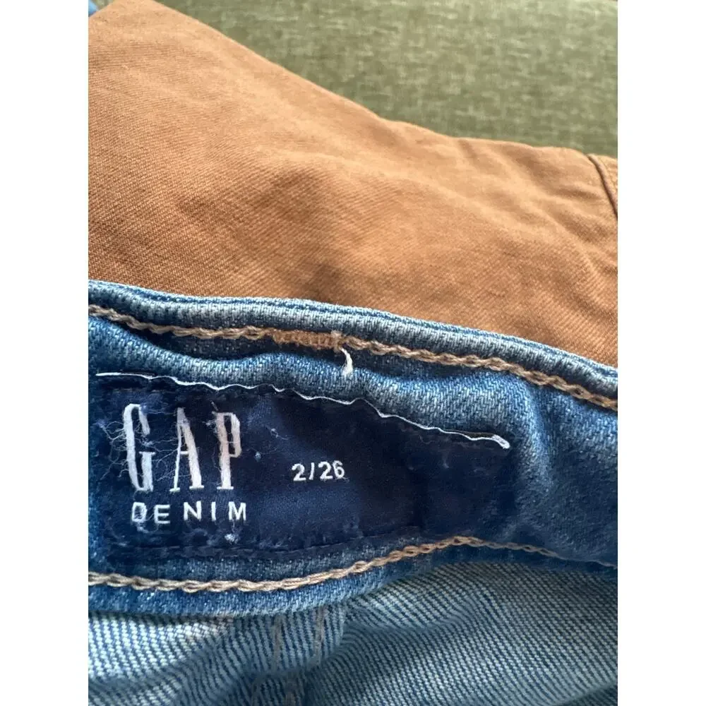 GAP Womens Size 2/26 Medium Wash High Rise Front Slit Denim Midi Skirt